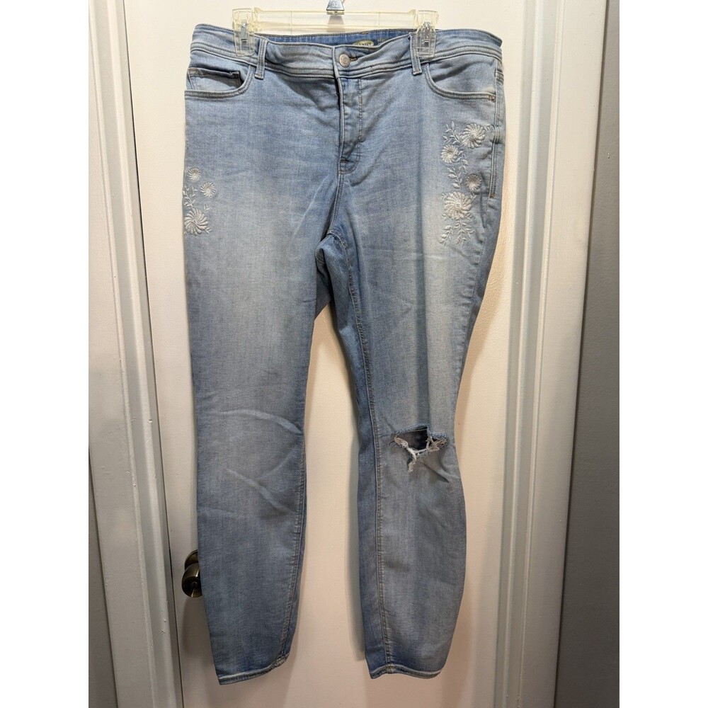 Old Navy Rockstar Super Skinny High Rise Light Wash Embroidered Jeans 20 Tall